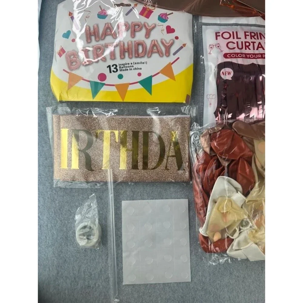 New Happy Birthday Girl Rose Gold Party Decoration Set